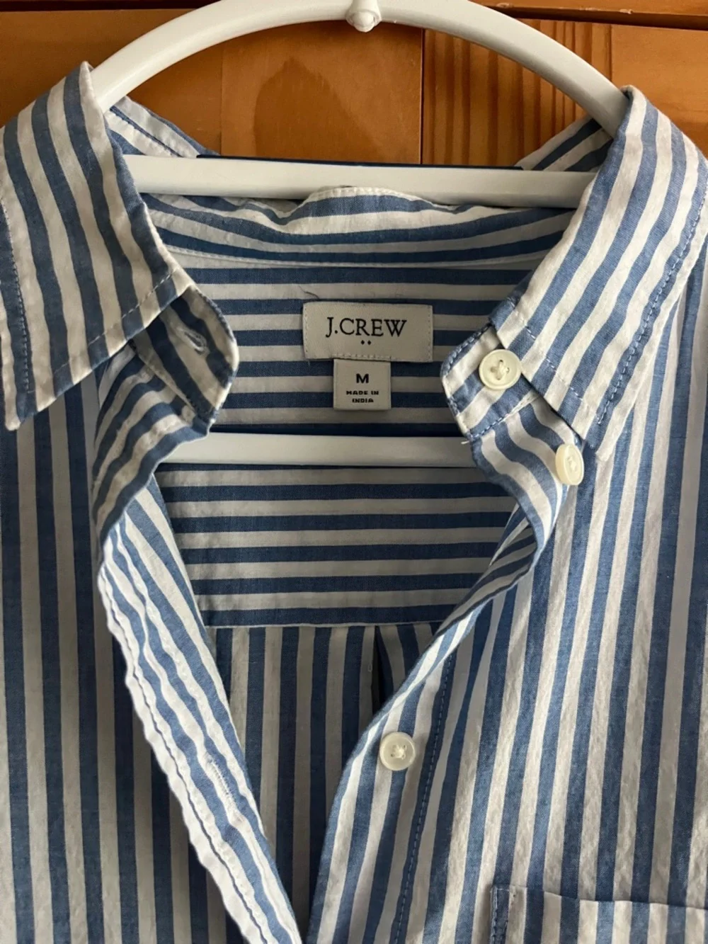 J. Crew Blue & White Vertical Stripe Button-Down Shirt - Picture 2 of 4